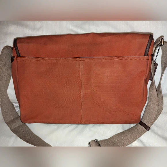 AUTHENTIC COACH MENS CAMDEN ORANGE CANVAS LARGE MESSENGER BAG #70829 GUC - Picture 2 of 16
